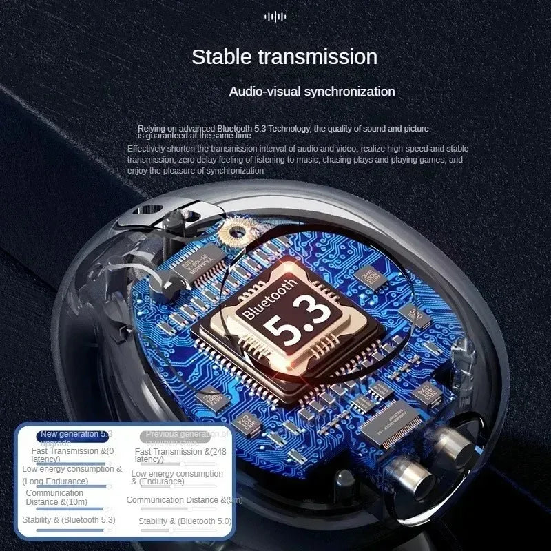 T75 Wireless Bluetooth 5.3 Bone Conduction Headphones Clip Ear Music Noise Canceling Headset HD Call Sports Gaming Earphone