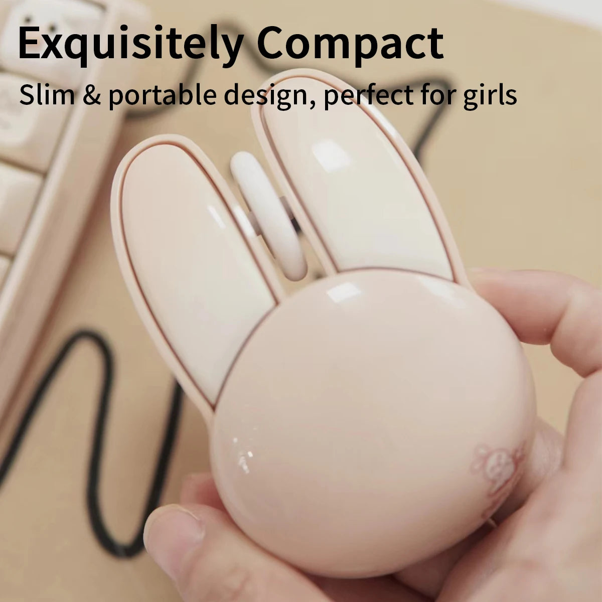 MOFii Milk Tea Color Cute Bunny Wireless Mouse, Rounded Kawaii Design, High Aesthetic, Universal for Office Laptops & Desktops