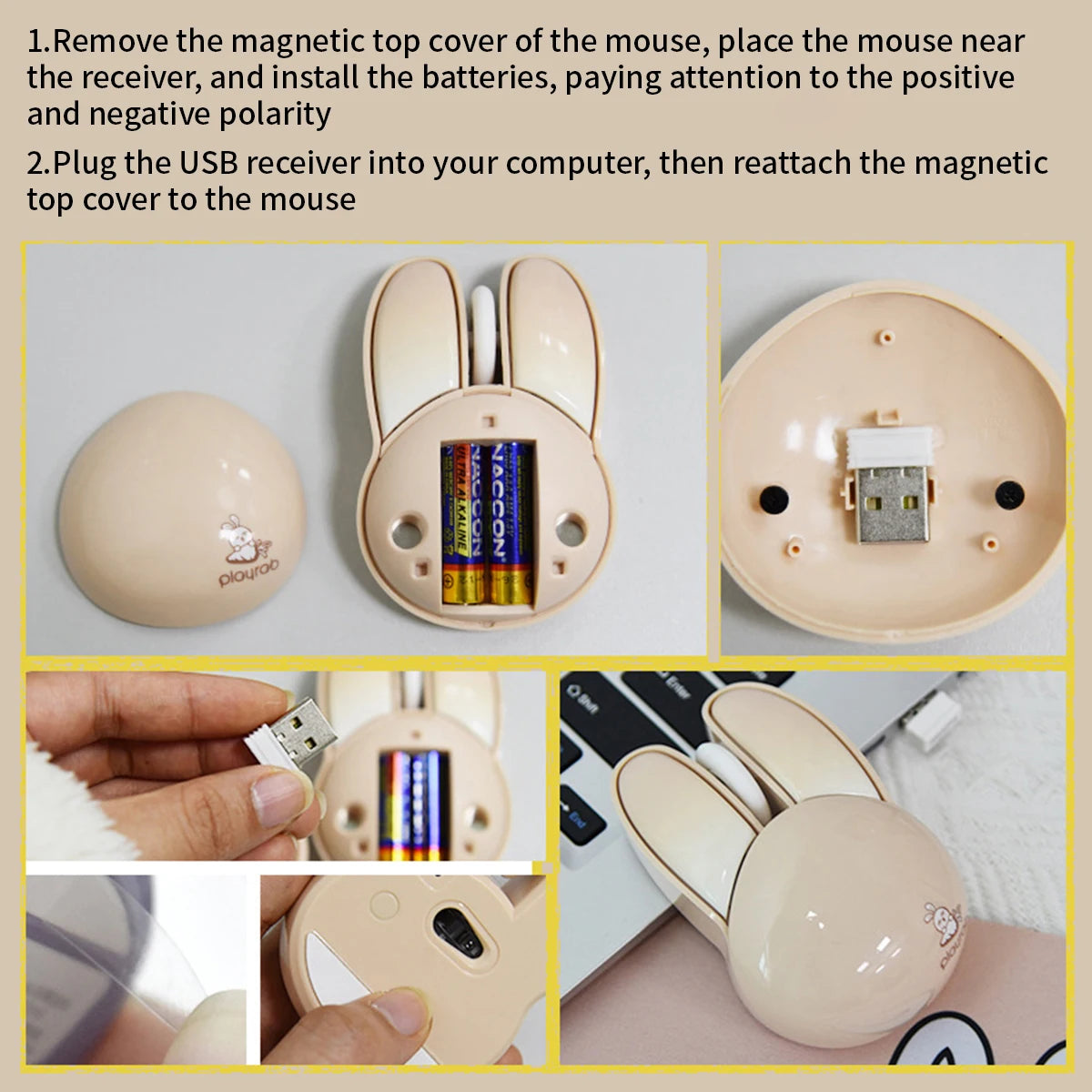 MOFii Milk Tea Color Cute Bunny Wireless Mouse, Rounded Kawaii Design, High Aesthetic, Universal for Office Laptops & Desktops