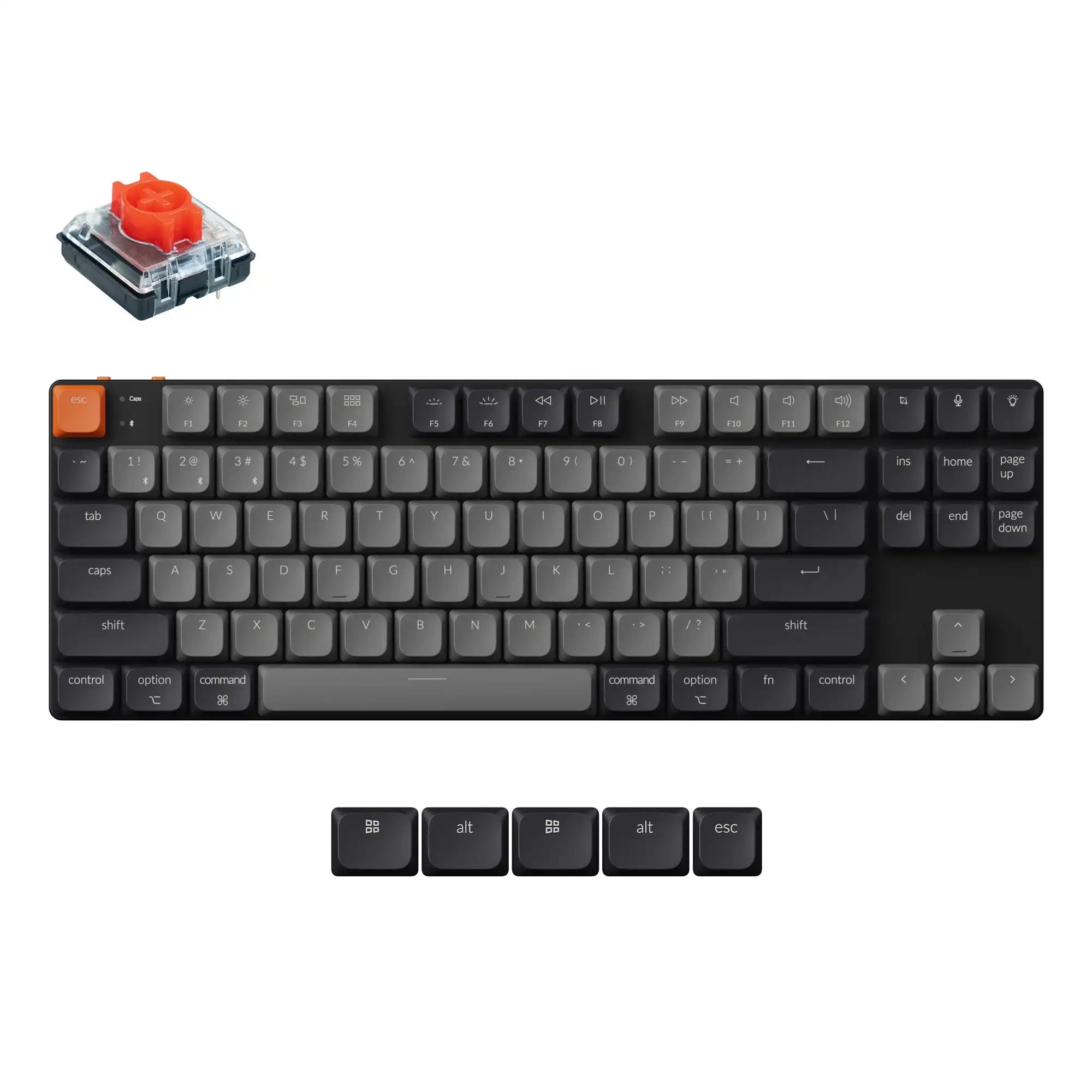 Keychron K1 Version 6 QMK Wireless Custom Mechanical Keyboard Low Profile Switch Ultra Slim Double-Shot PBT Keycap