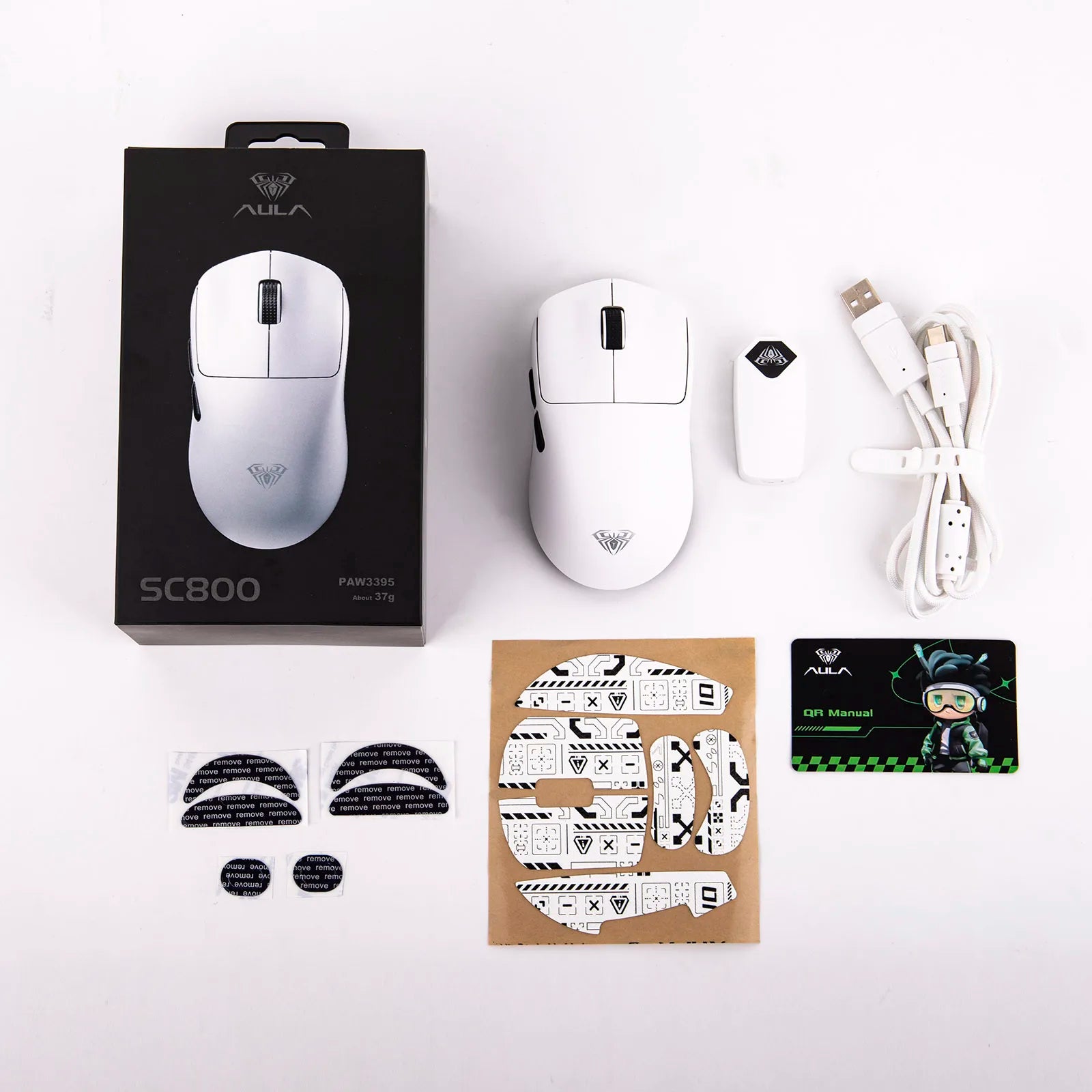 EPOMAKER AULA SC800 Wired/BT/2.4GHz Wireless Lightweight Gaming Mouse with PAW3395 Optical Sensor 26,000 DPI 250mAh Battery
