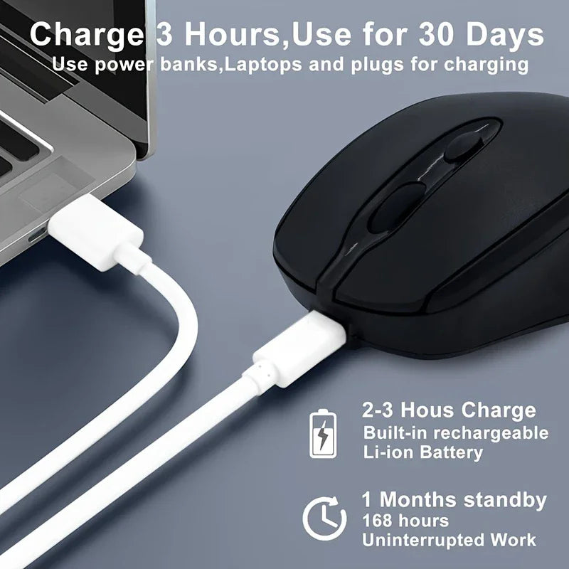 Rechargeable Wireless Mouse Dual Modes Bluetooth-compatible 2.4G USB Silent Ergonomic Mice For Laptop Pad Tablet Macbook Mause