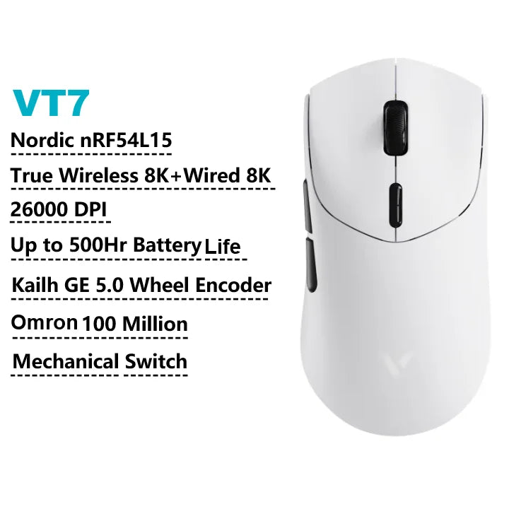 Rapoo VT7 Wireless Gaming Mouse Ergonomic 8K Polling Rate PAW3395 53g Magnetic RGB Charging Dock for Right Big Hand PC Gamer