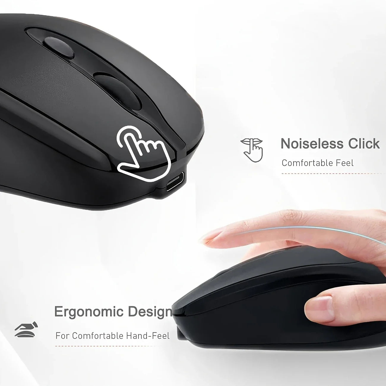 Rechargeable Wireless Mouse Dual Modes Bluetooth-compatible 2.4G USB Silent Ergonomic Mice For Laptop Pad Tablet Macbook Mause