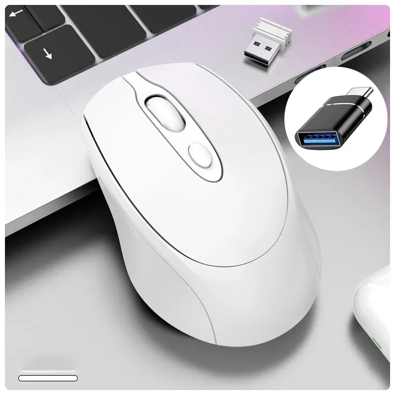 Rechargeable Wireless Mouse Dual Modes Bluetooth-compatible 2.4G USB Silent Ergonomic Mice For Laptop Pad Tablet Macbook Mause