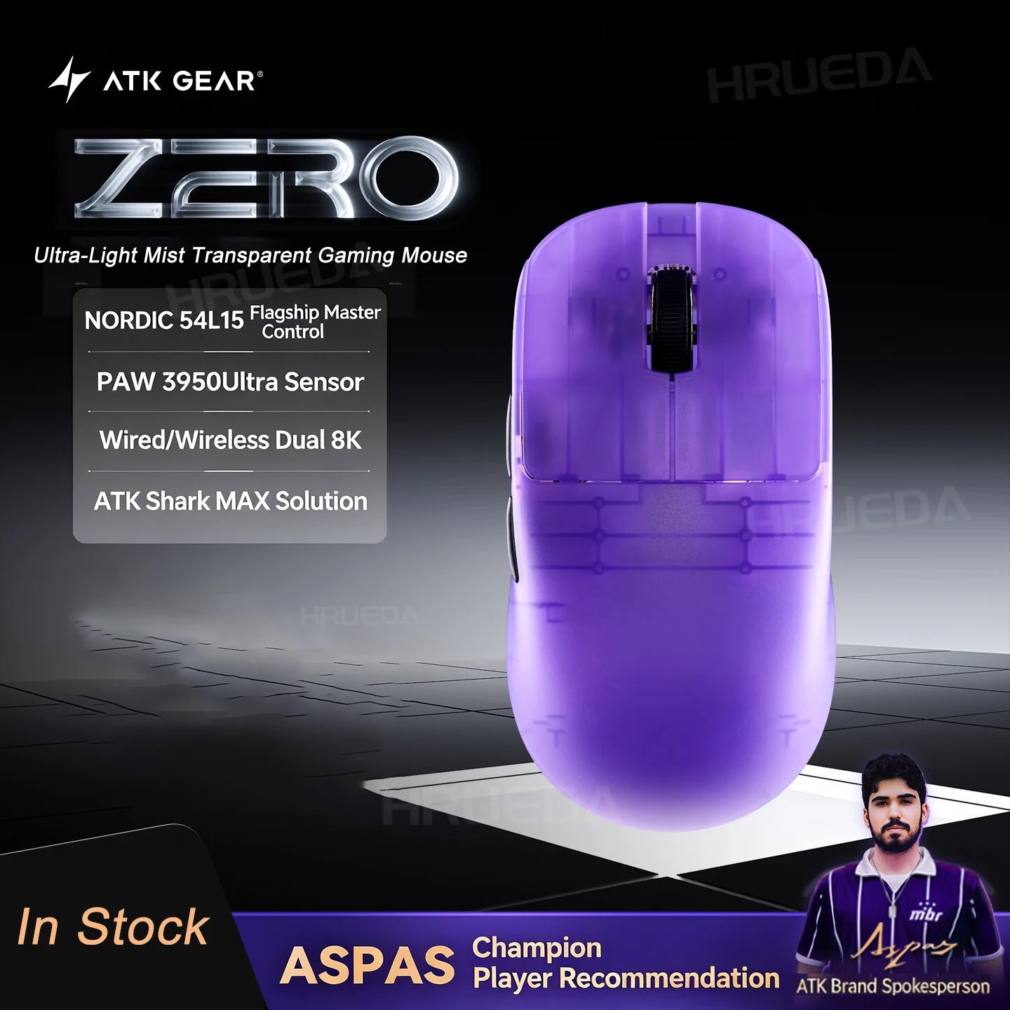 ATK ZERO Lightweight Gaming Mouse 39g Dual Mode PAW3950Ultra Dual 8KHz Ergonomic Esports Mice For Valorant Delta Force FPS Gamer