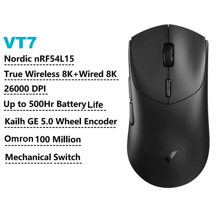 Rapoo VT7 Wireless Gaming Mouse Ergonomic 8K Polling Rate PAW3395 53g Magnetic RGB Charging Dock for Right Big Hand PC Gamer